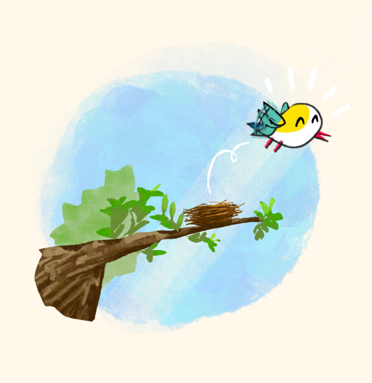 The Rarebird leaps from its nest to take flight for the first time, a metaphor for children gaining the confidence to explore fearlessly, learning for life