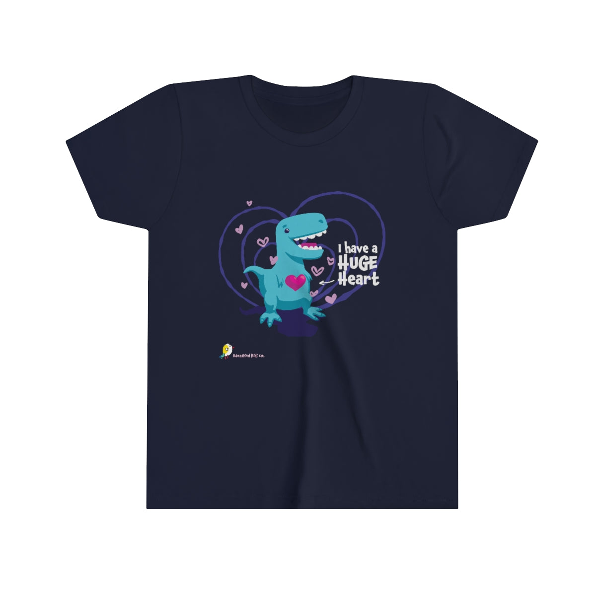 Cute navy t-shirt for boys and girls that encourages emotional expression, love, and friendship. Social and mental health for kids