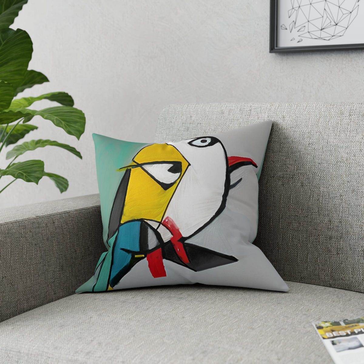 Rare Cubist Bird - broadcloth pillow for art lovers (3 sizes)