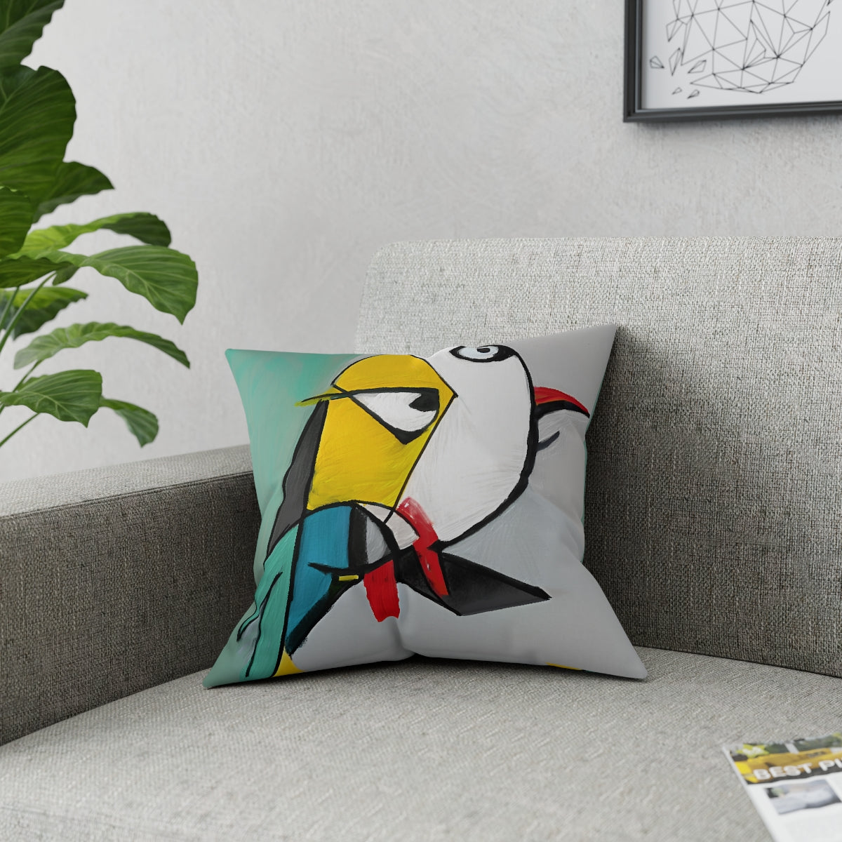 Rare Cubist Bird - broadcloth pillow for art lovers (3 sizes)