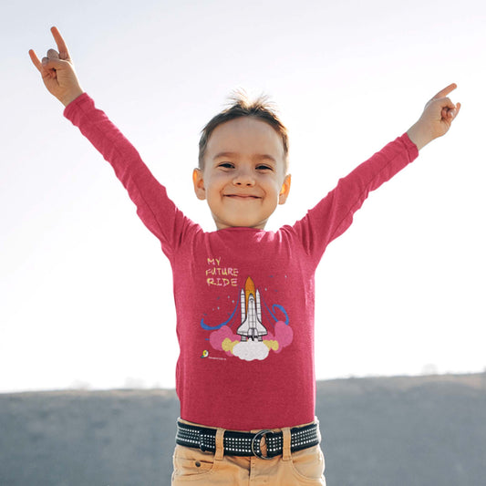 My Future Ride - space shuttle long sleeve tee for STEM inspiration - toddler sizes (2-6)