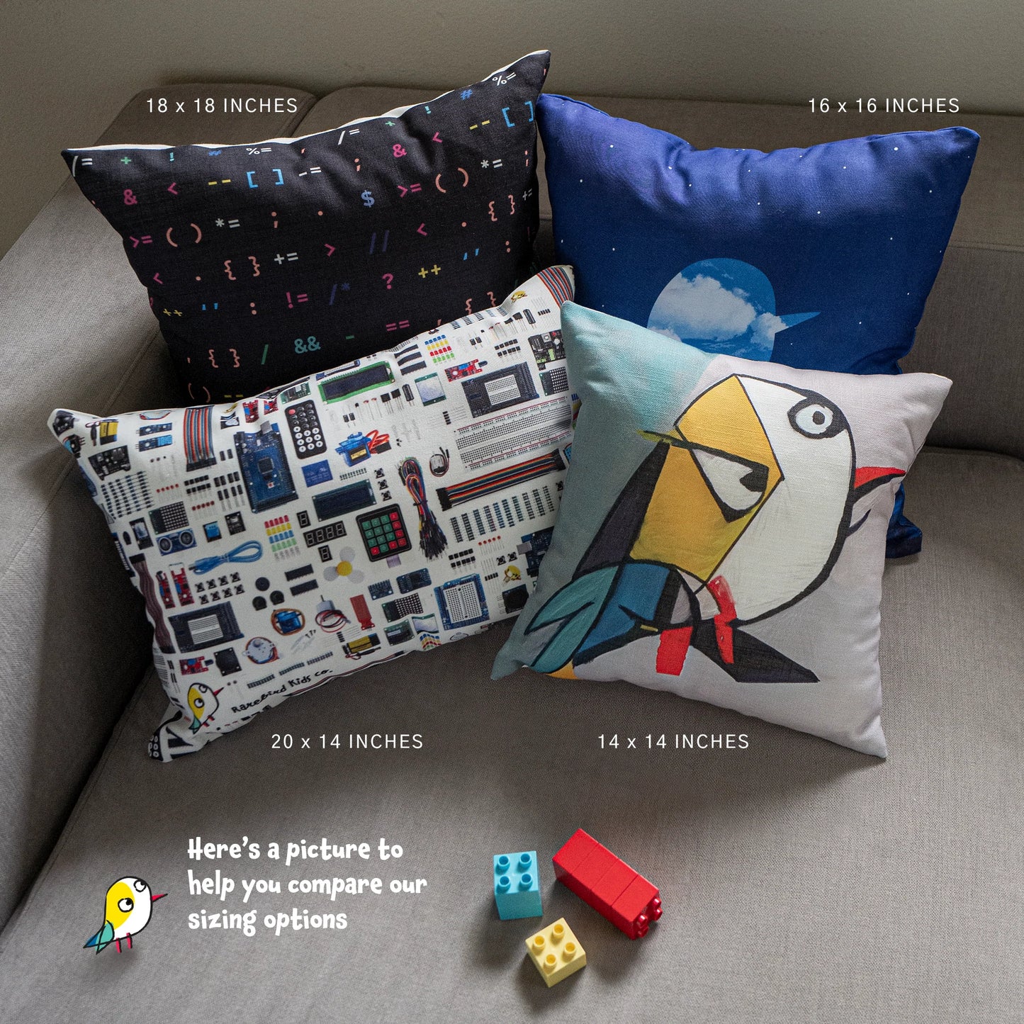 Rare Cubist Bird - broadcloth pillow for art lovers (3 sizes)