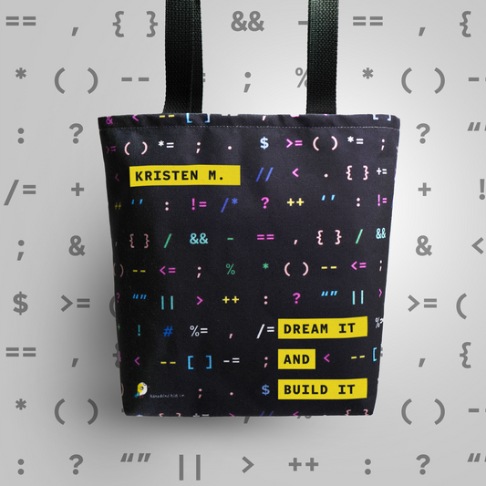 Born to Code - colorful personalized tote bag for STEM inspiration (3 sizes)