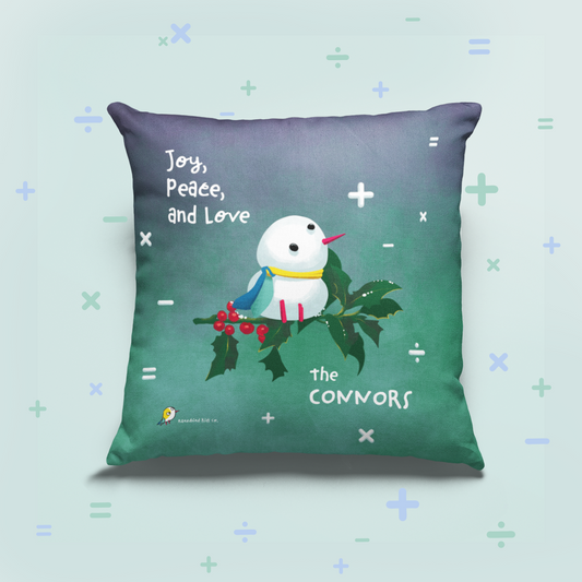 Snowbird & Math - personalized holiday pillow